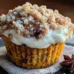 pumpkin cream cheese streusel muffins - featured image
