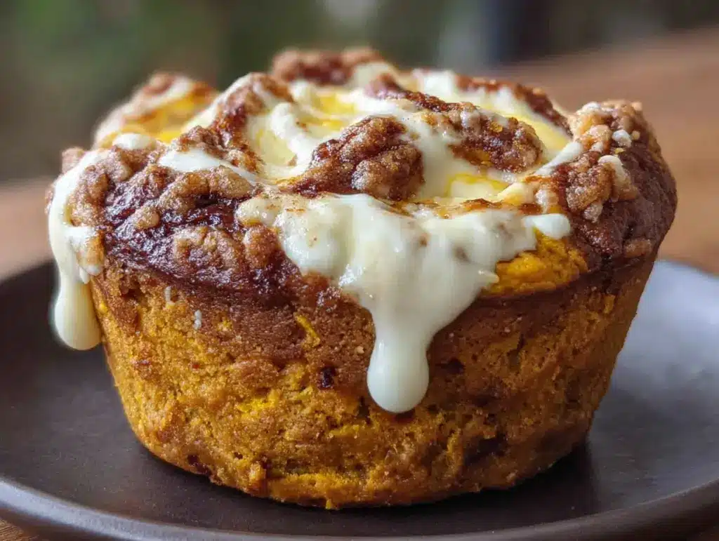 pumpkin cream cheese swirl muffins - featured image