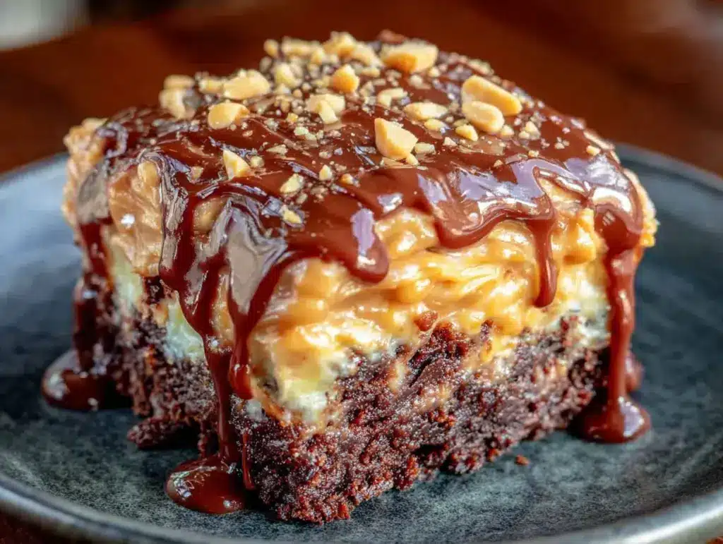 Reeses Peanut Butter Poke Cake - featured image