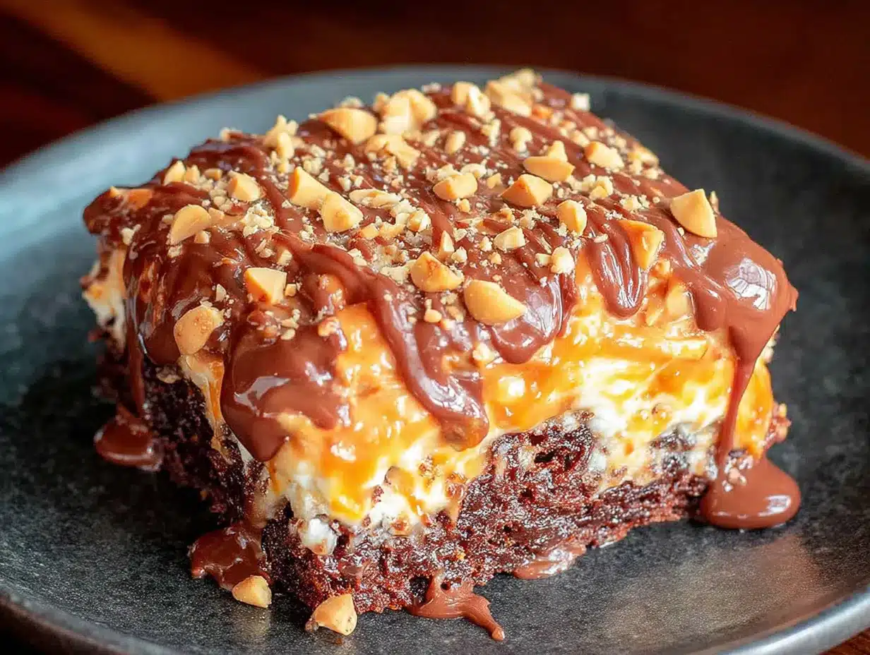Reeses Peanut Butter Poke Cake preparation steps