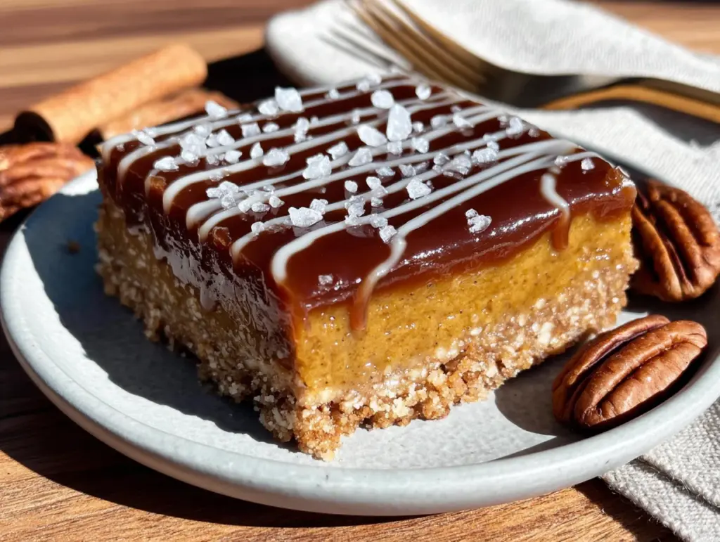 Salted Caramel Pumpkin Pie Bars - featured image