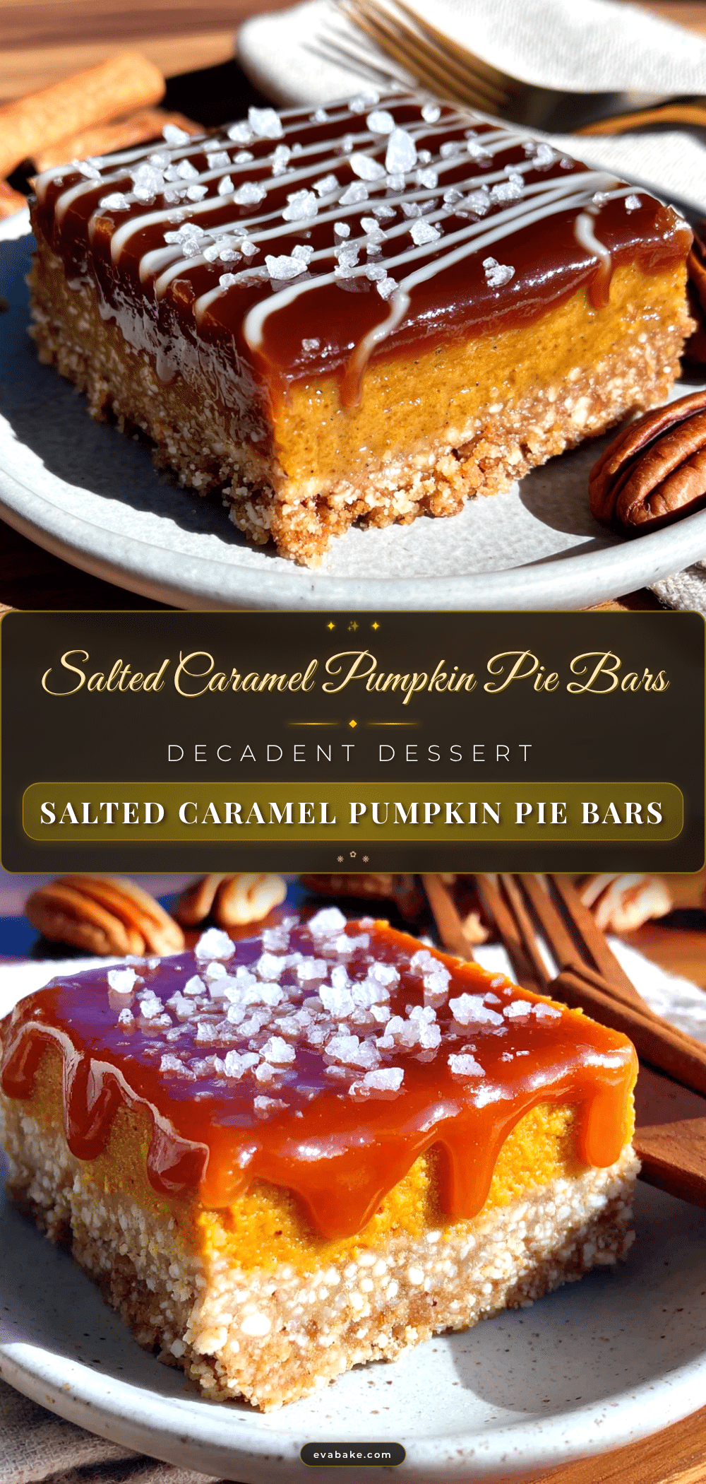 Salted Caramel Pumpkin Pie Bars recipe