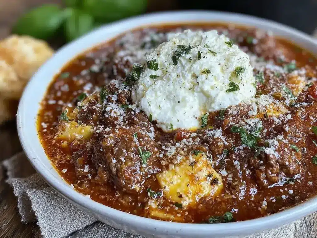 slow cooker lasagna soup - featured image
