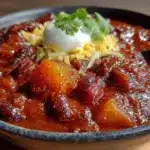 slow cooker pumpkin chili with black beans - featured image