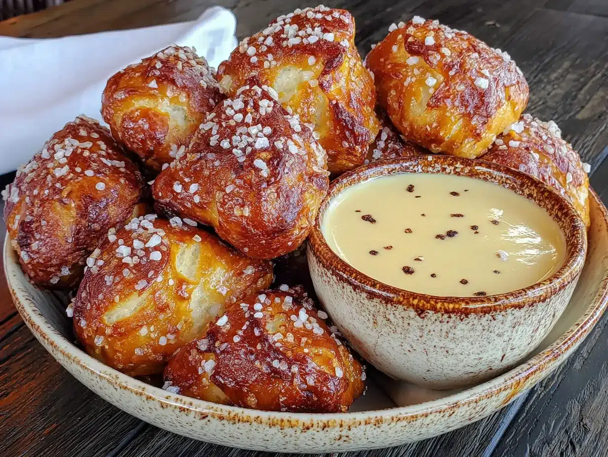 soft pretzel bites with beer cheese dip preparation steps