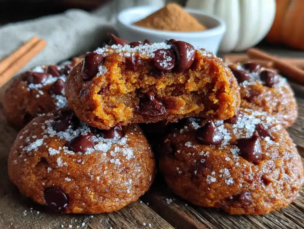 soft pumpkin chocolate chip cookies - featured image