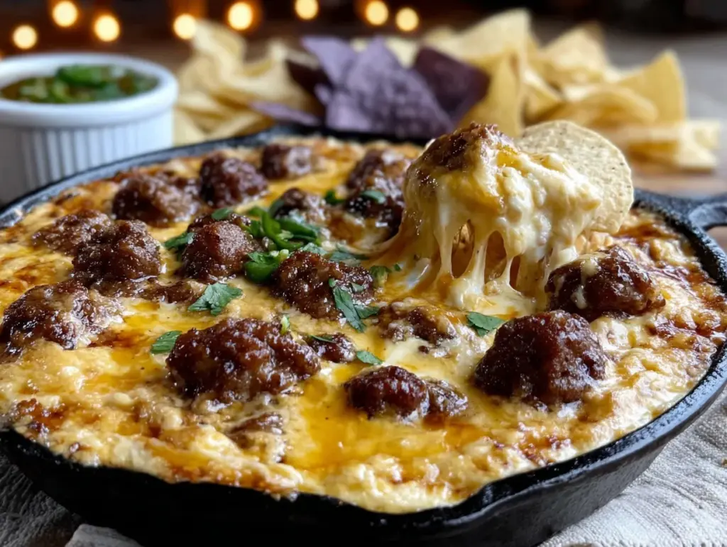 spicy chorizo queso dip - featured image