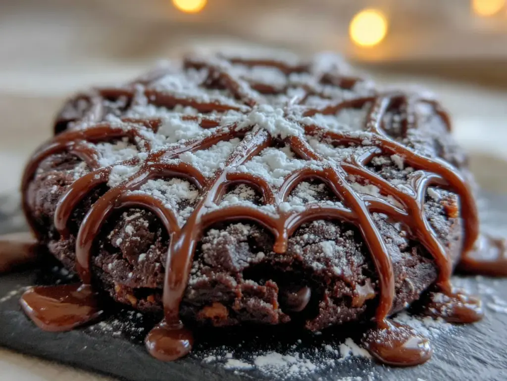 spider web chocolate peanut butter cookies - featured image