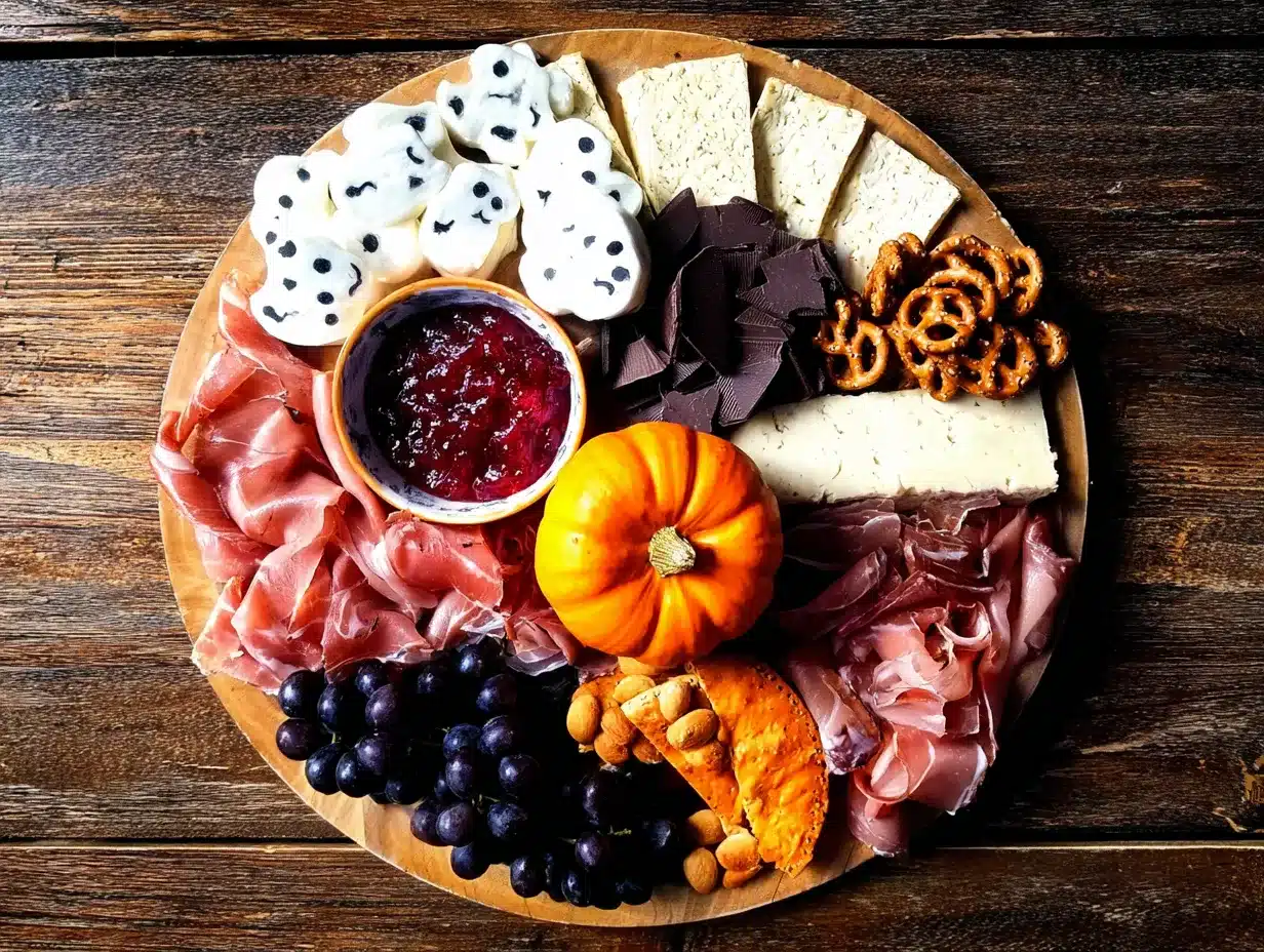 spooky Halloween charcuterie board preparation steps