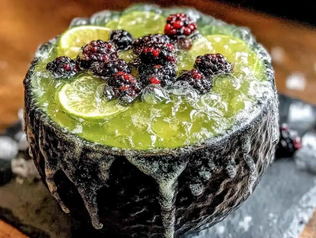 Spooky Witches’ Brew Green Punch with Dry Ice Fog preparation steps