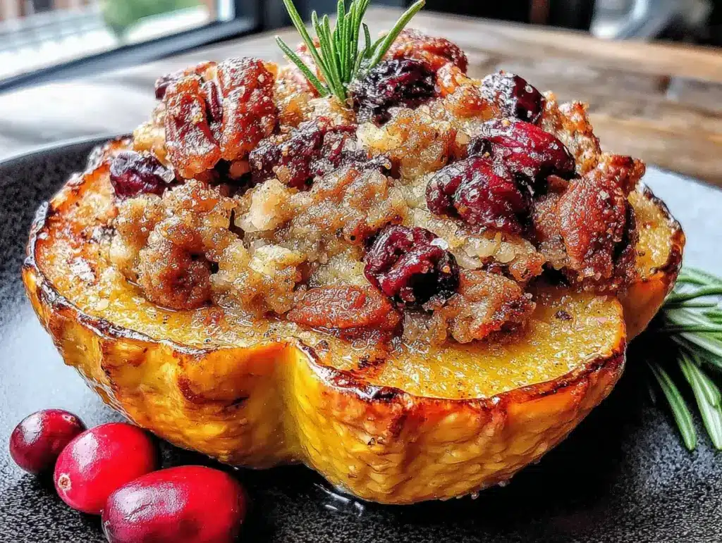 stuffed acorn squash with sausage - featured image