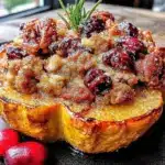 stuffed acorn squash with sausage - featured image