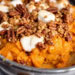 sweet potato casserole with marshmallow pecan topping - featured image