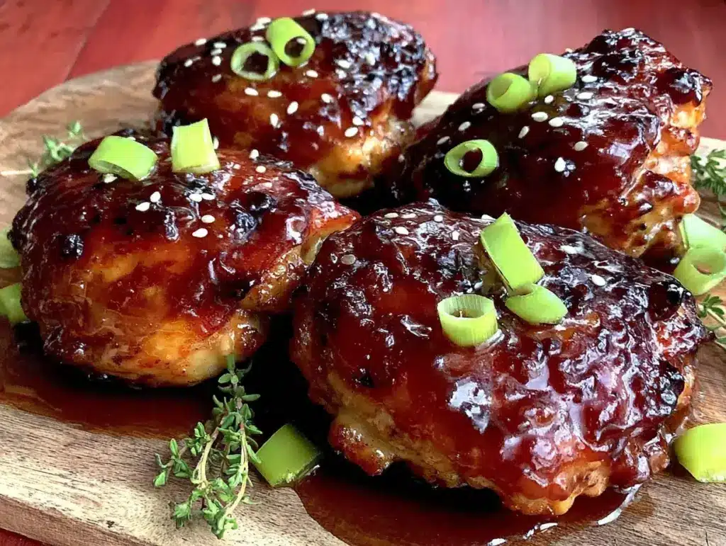 best easy sticky honey garlic chicken thighs - featured image