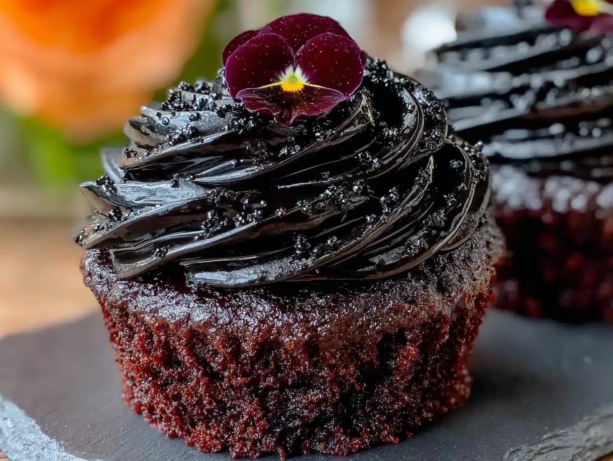 black velvet Halloween cupcakes preparation steps