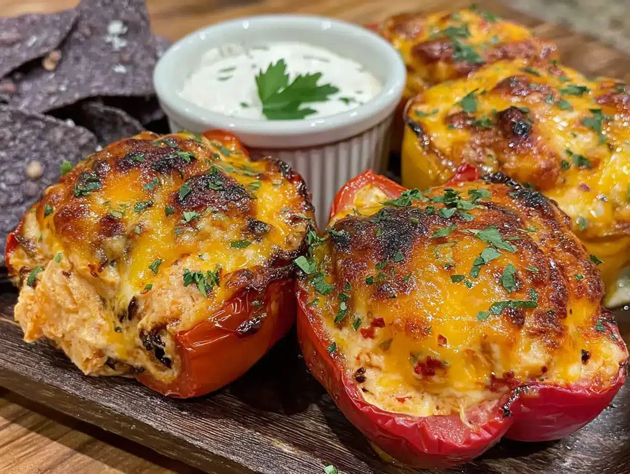 Buffalo Chicken Dip Stuffed Peppers preparation steps