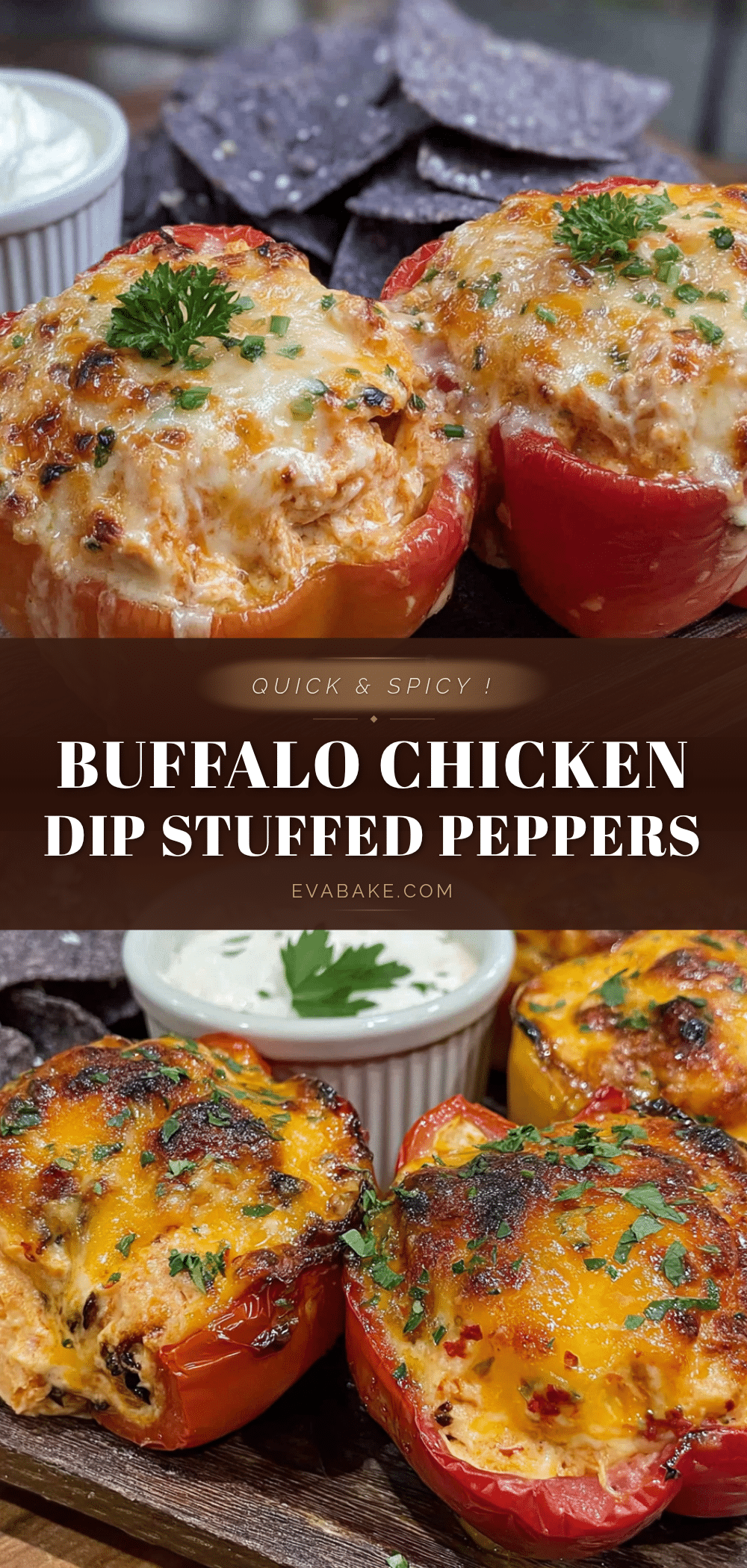 Buffalo Chicken Dip Stuffed Peppers recipe
