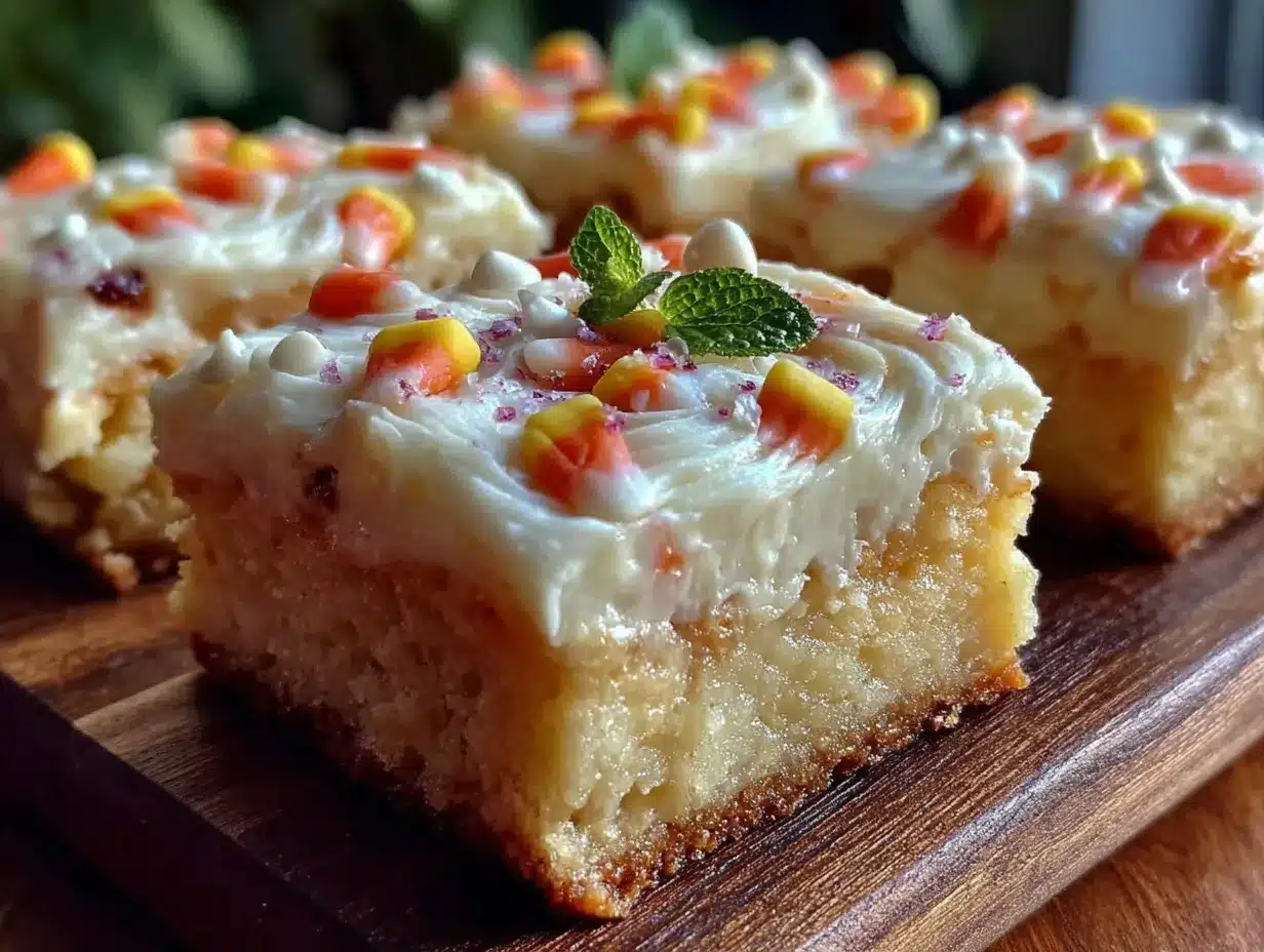 candy corn white chocolate cookie bars preparation steps