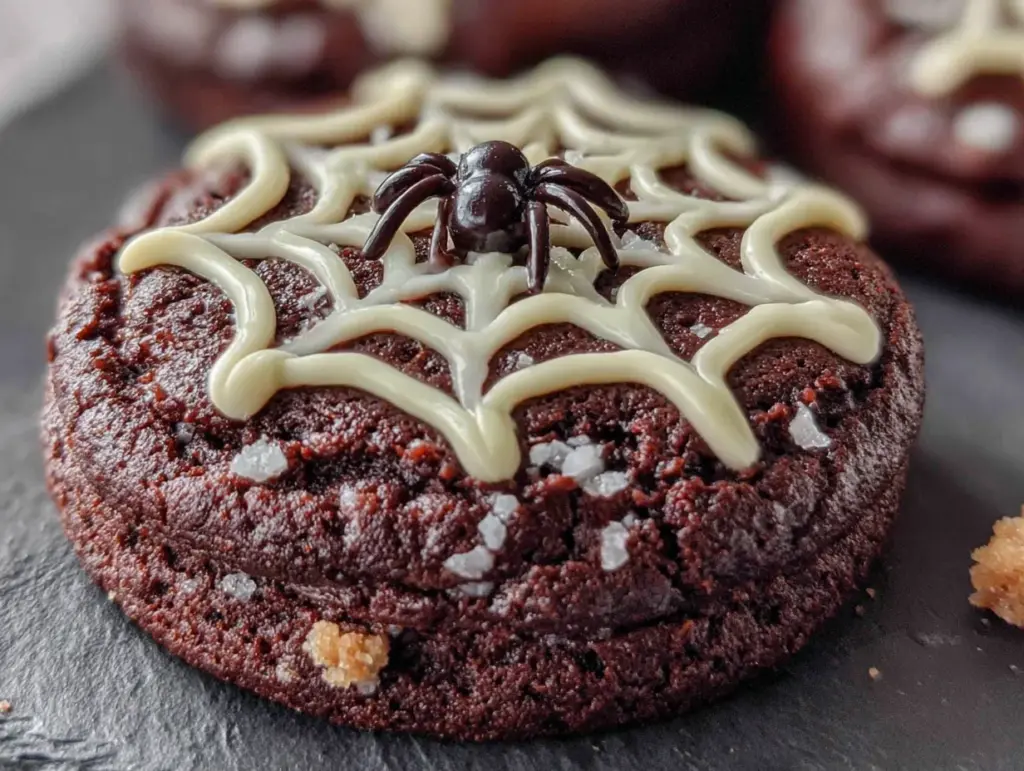 chocolate spider web sugar cookies - featured image