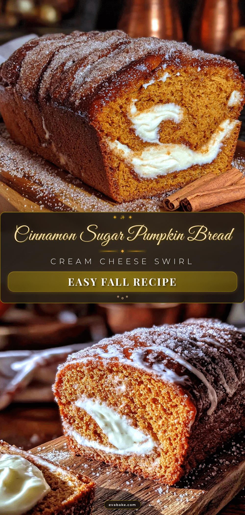 cinnamon sugar pumpkin bread with cream cheese swirl recipe