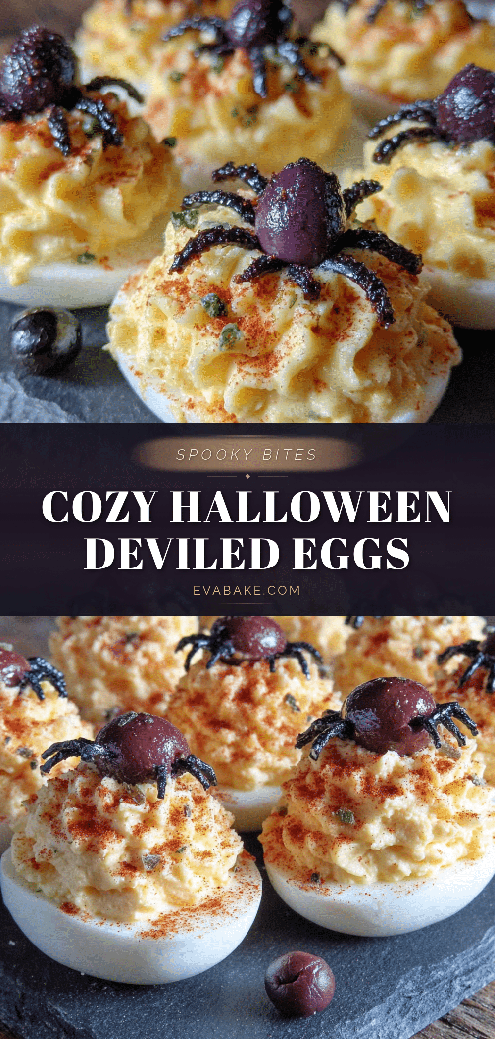 Cozy Halloween Deviled Eggs with Spider Olive Toppers recipe