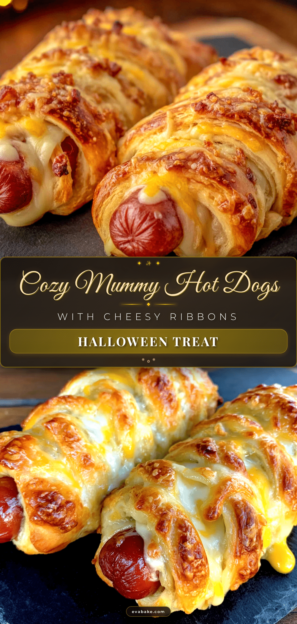 cozy mummy hot dogs with cheesy ribbons recipe