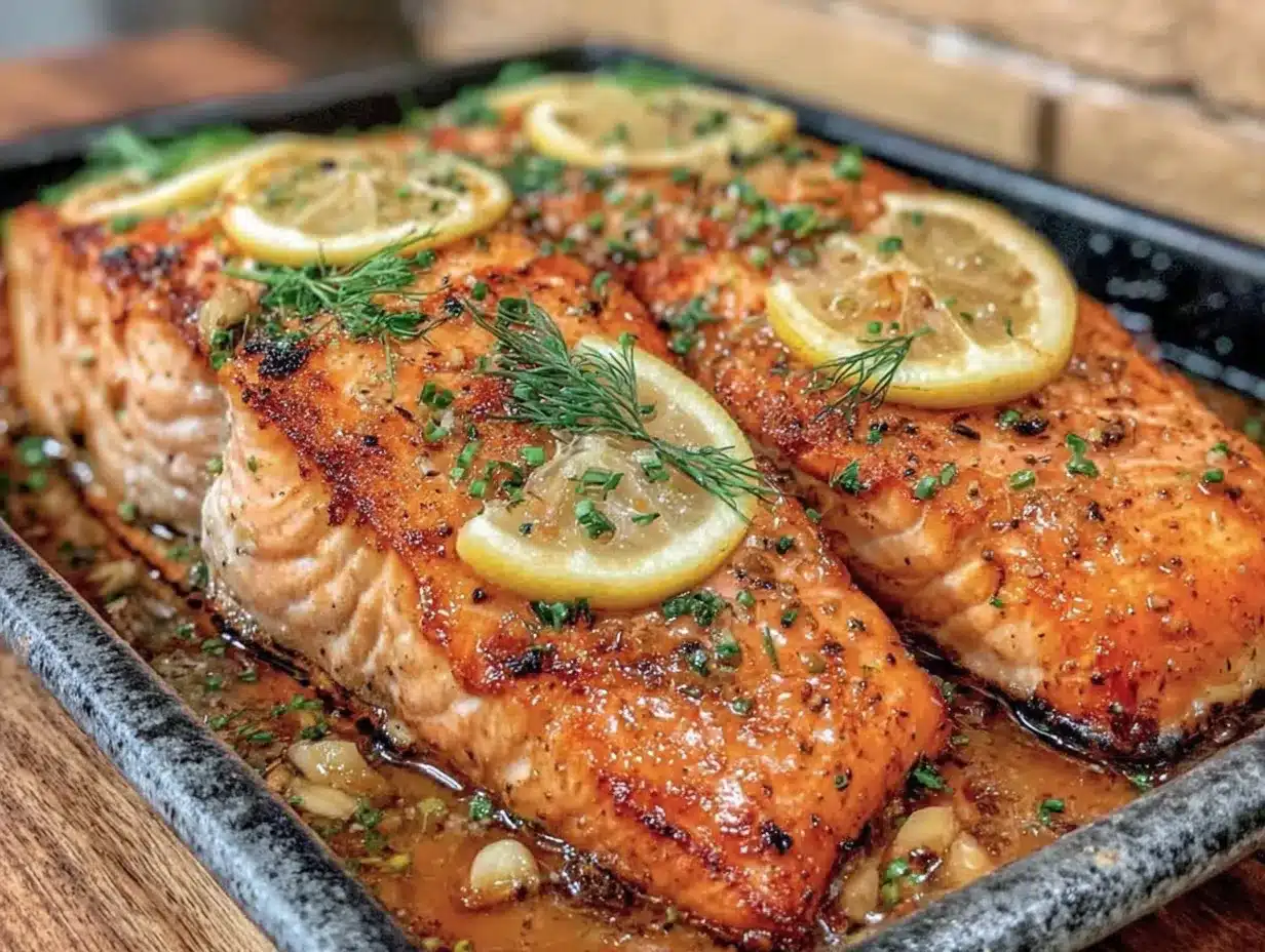 cozy sheet pan salmon with lemon garlic butter preparation steps