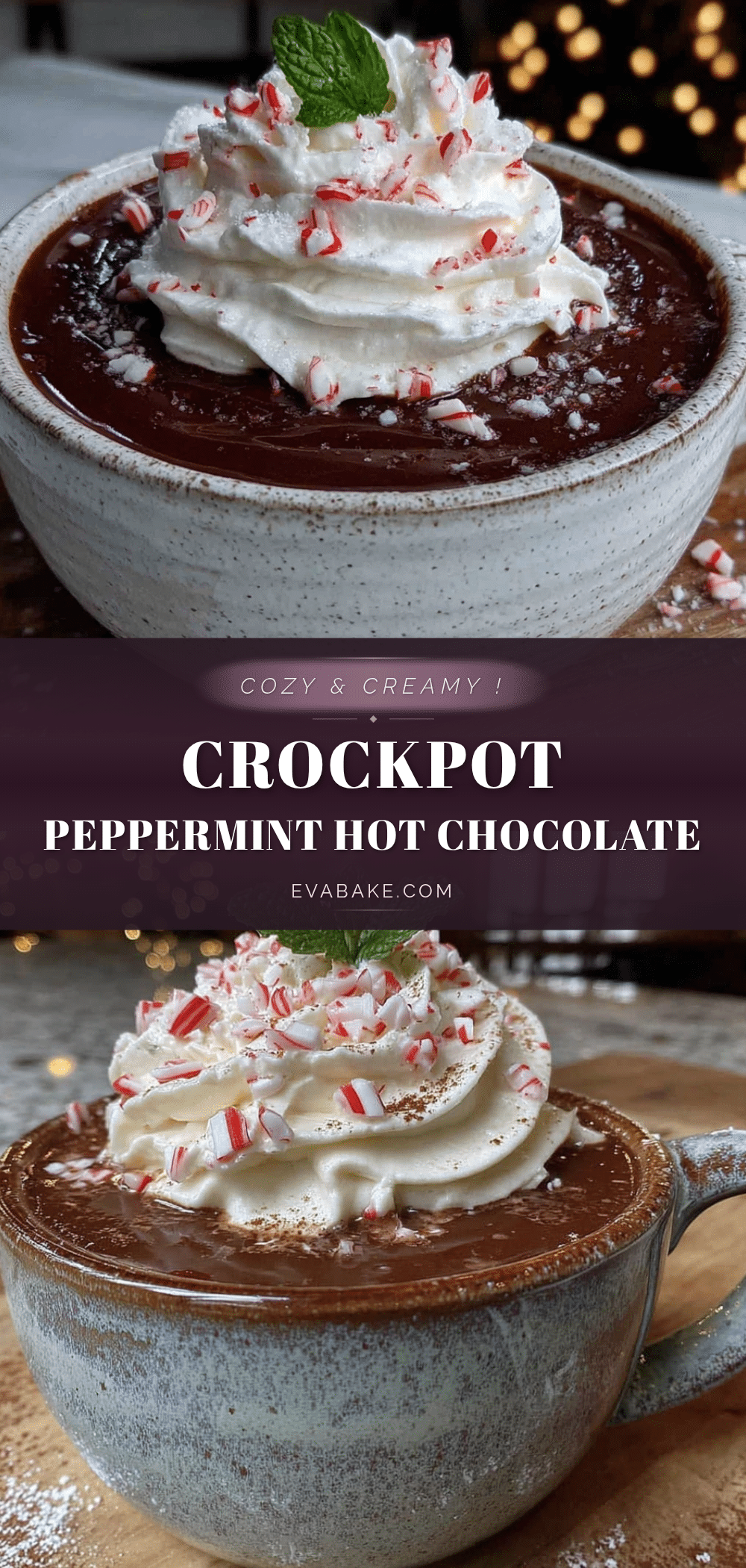 creamy crockpot peppermint hot chocolate recipe