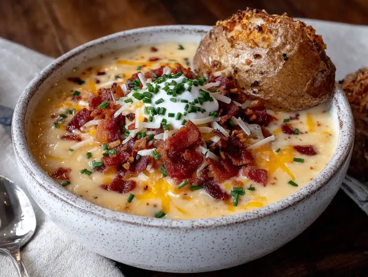 creamy loaded baked potato soup with bacon preparation steps