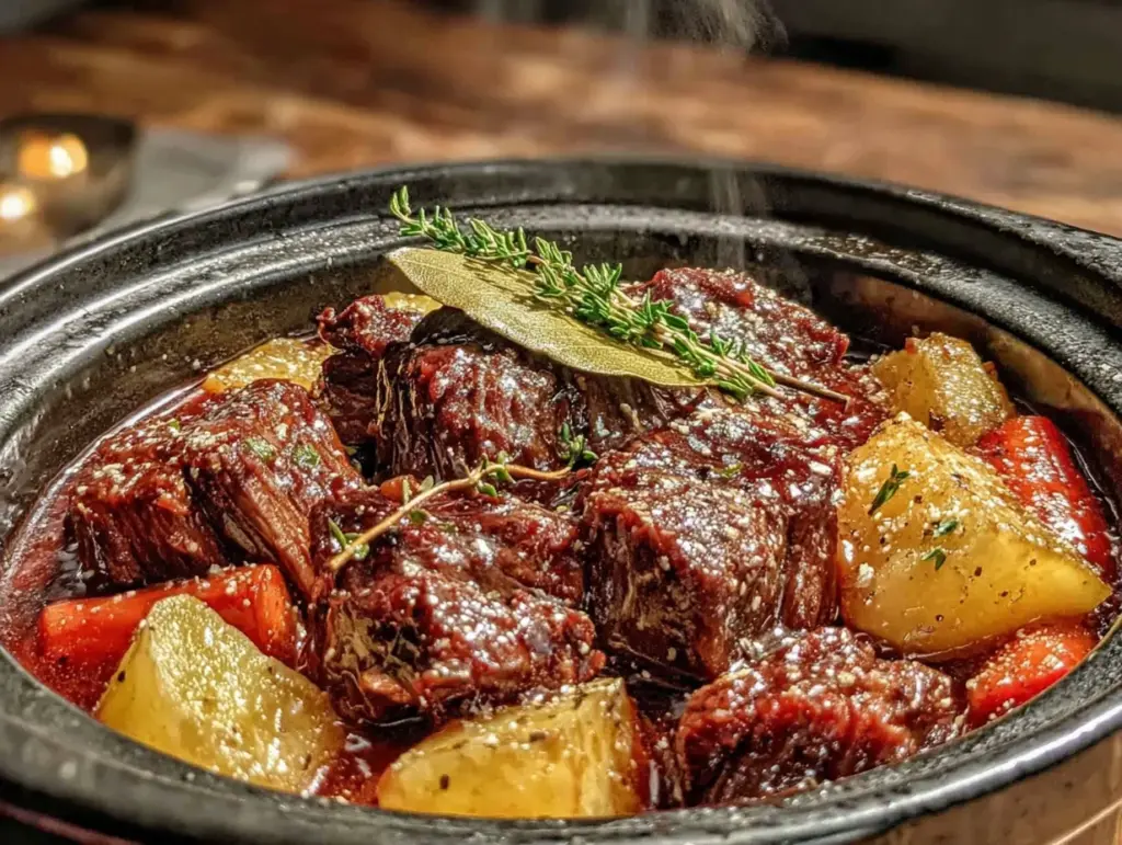 crockpot beef stew with root vegetables - featured image
