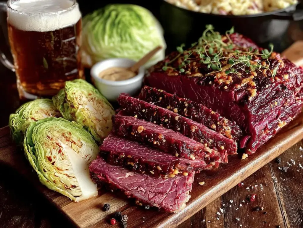 easy slow cooker corned beef and cabbage - featured image