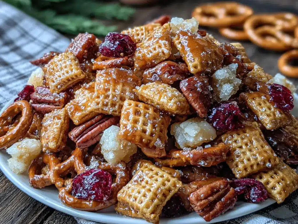 fall chex mix with maple cinnamon - featured image