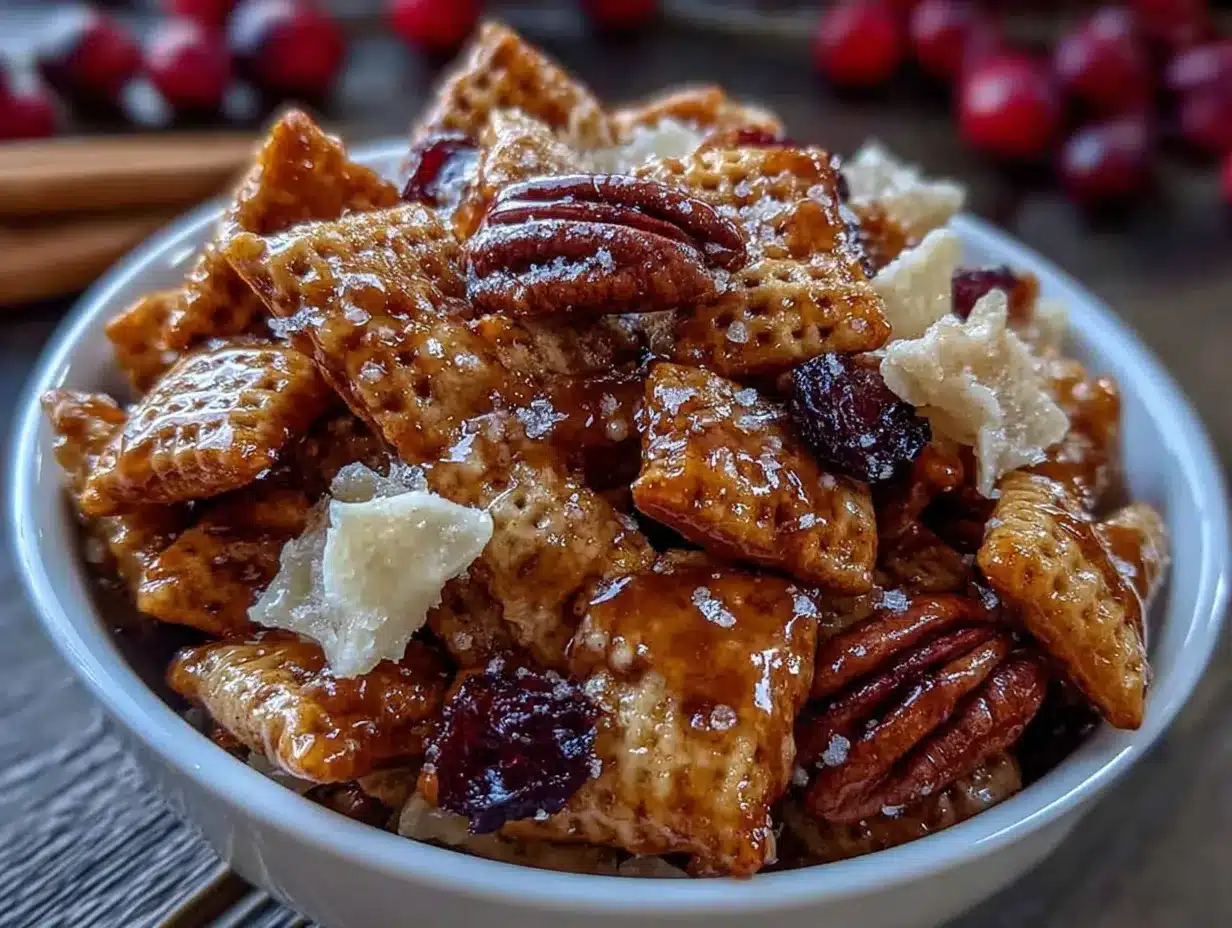 fall chex mix with maple cinnamon preparation steps