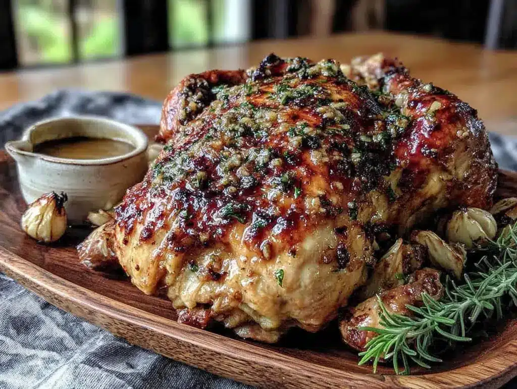garlic herb butter roasted turkey - featured image