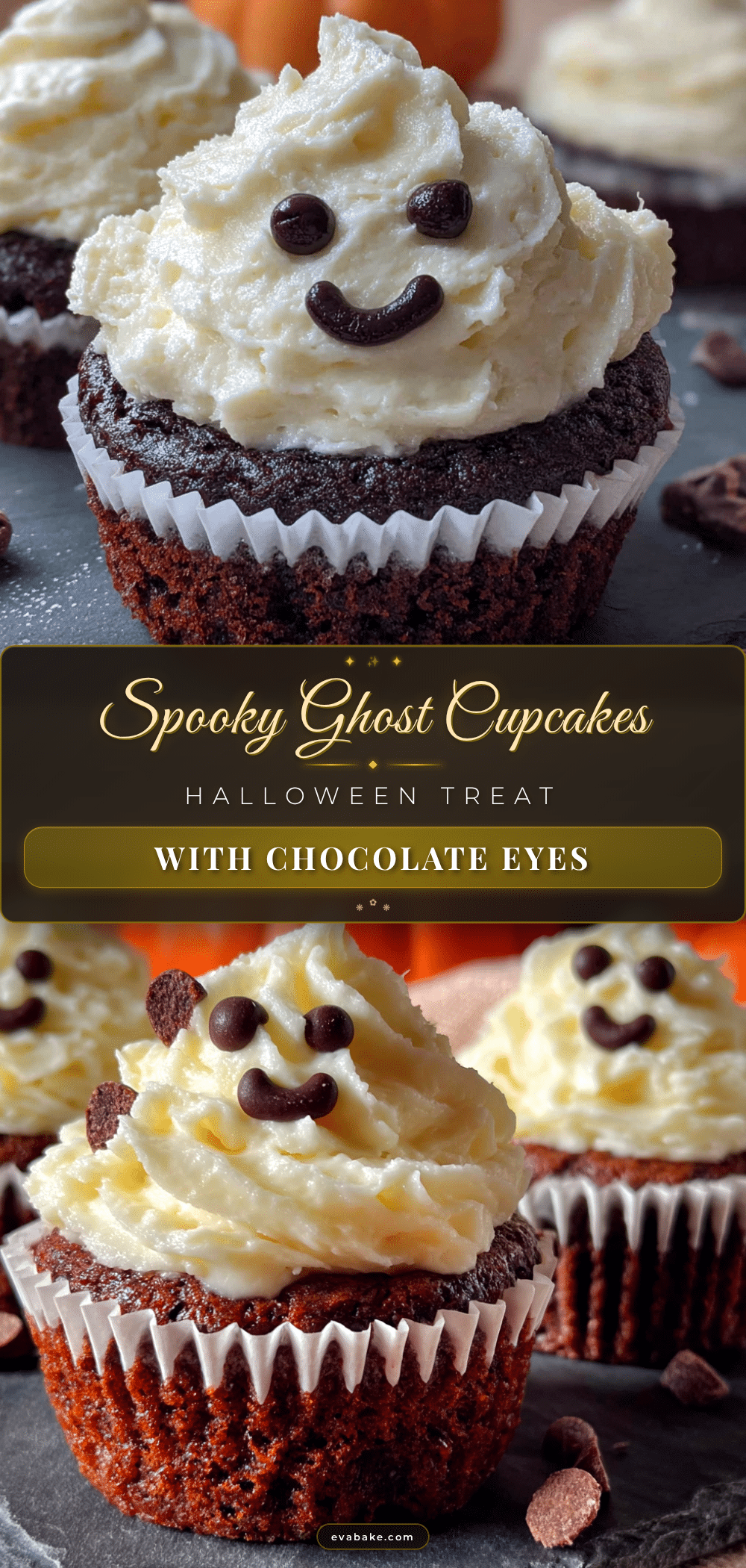 ghost cupcakes with chocolate chip eyes recipe