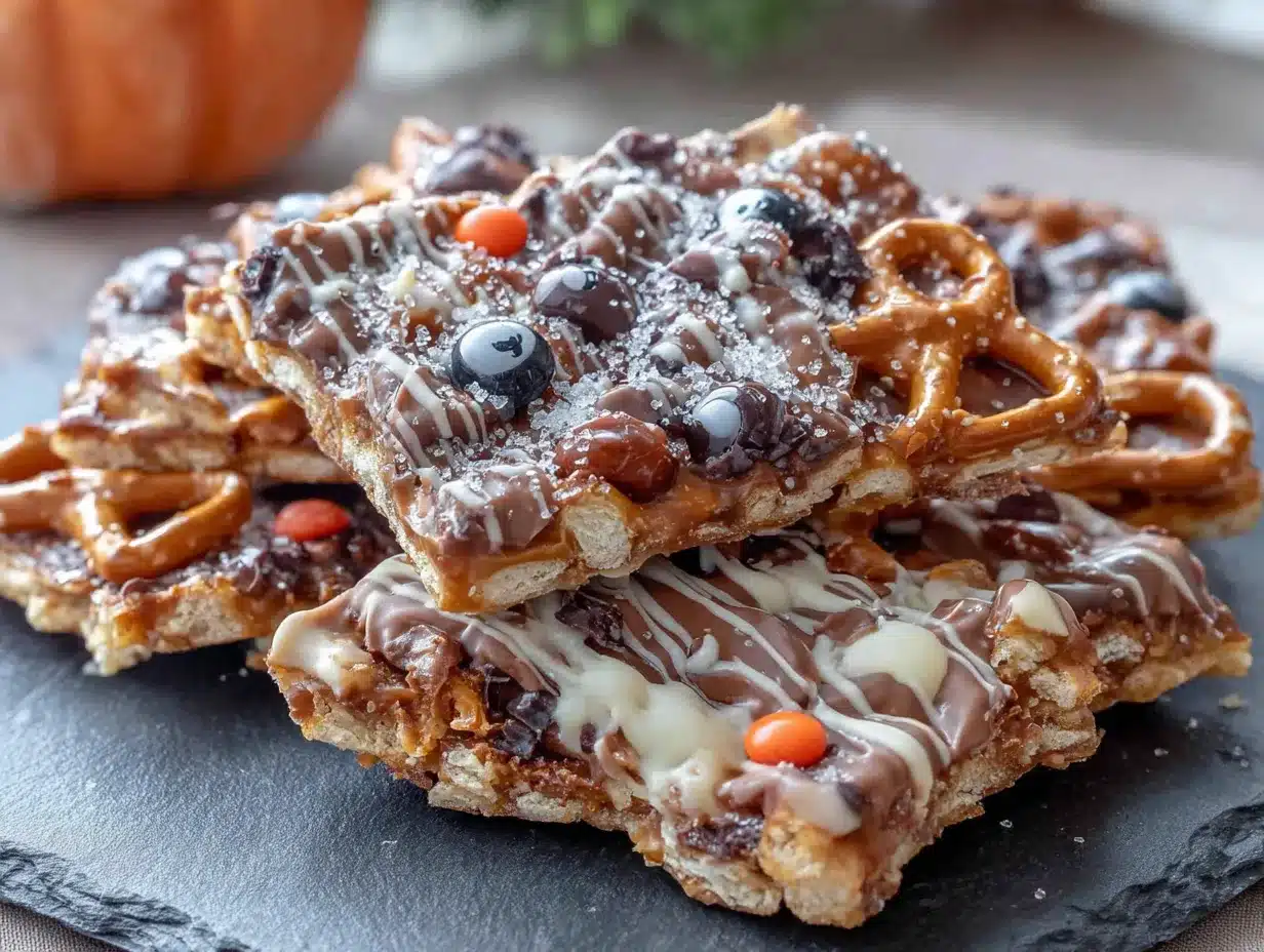 Halloween Pretzel Bark preparation steps