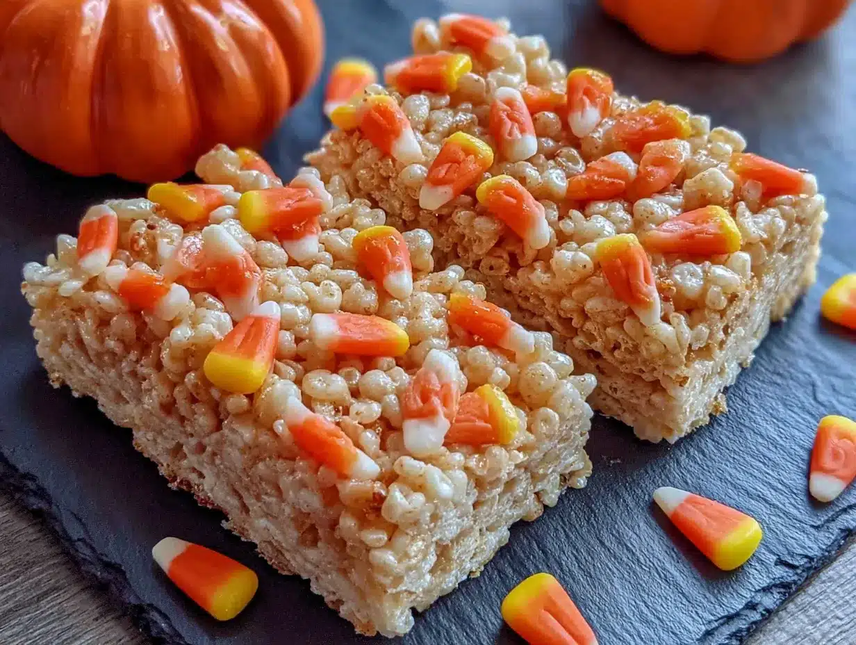 halloween rice krispie treats with candy corn preparation steps