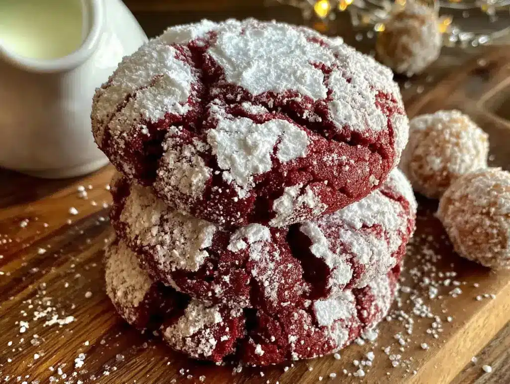healthy red velvet crinkle cookies - featured image
