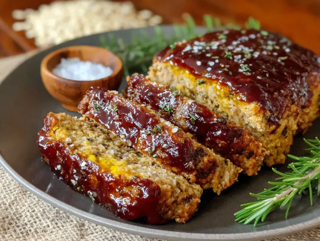 healthy turkey meatloaf with oats - featured image