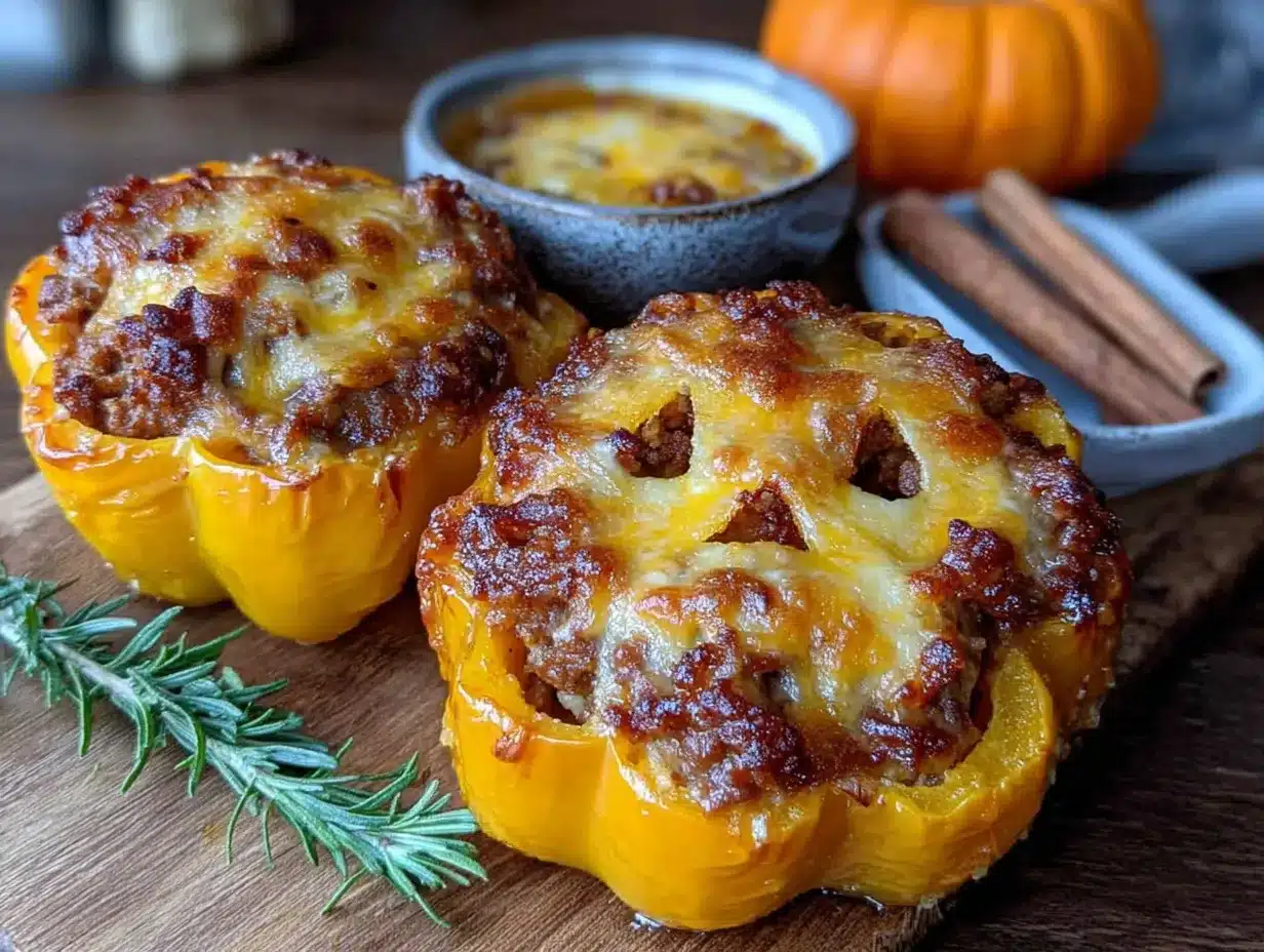 jack-o-lantern stuffed bell peppers preparation steps