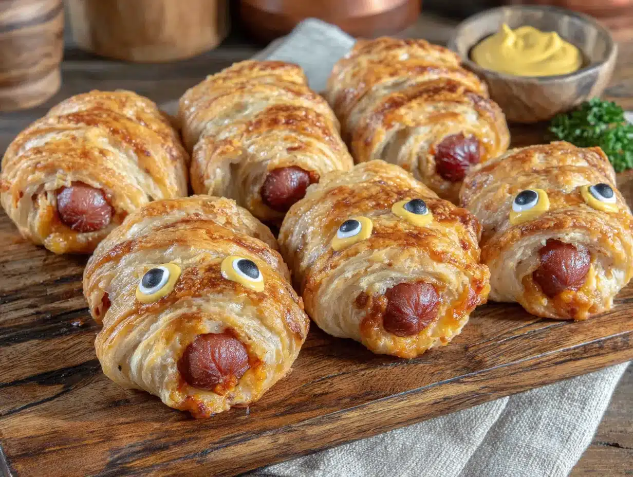 mummy hot dog crescent rolls preparation steps