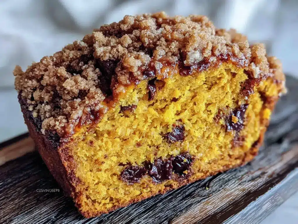 pumpkin chocolate chip streusel bread - featured image