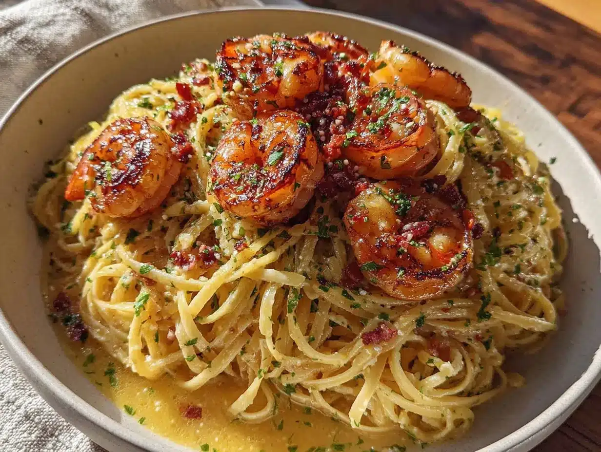 quick garlic butter shrimp pasta preparation steps
