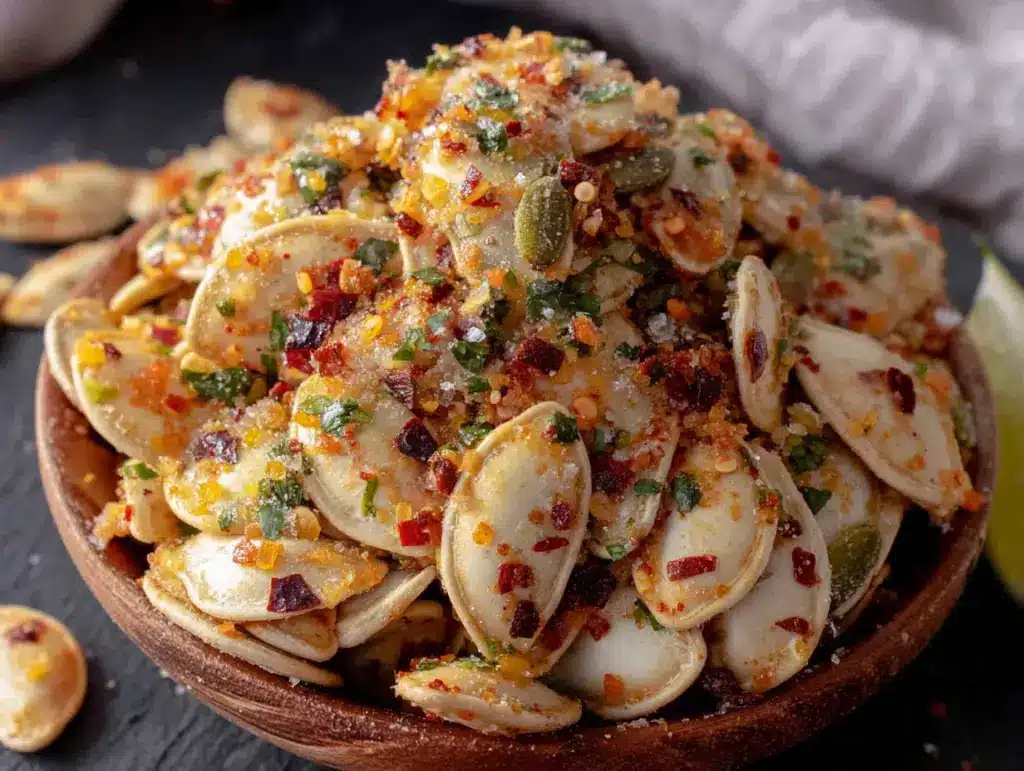 roasted pumpkin seeds with chili lime salt - featured image