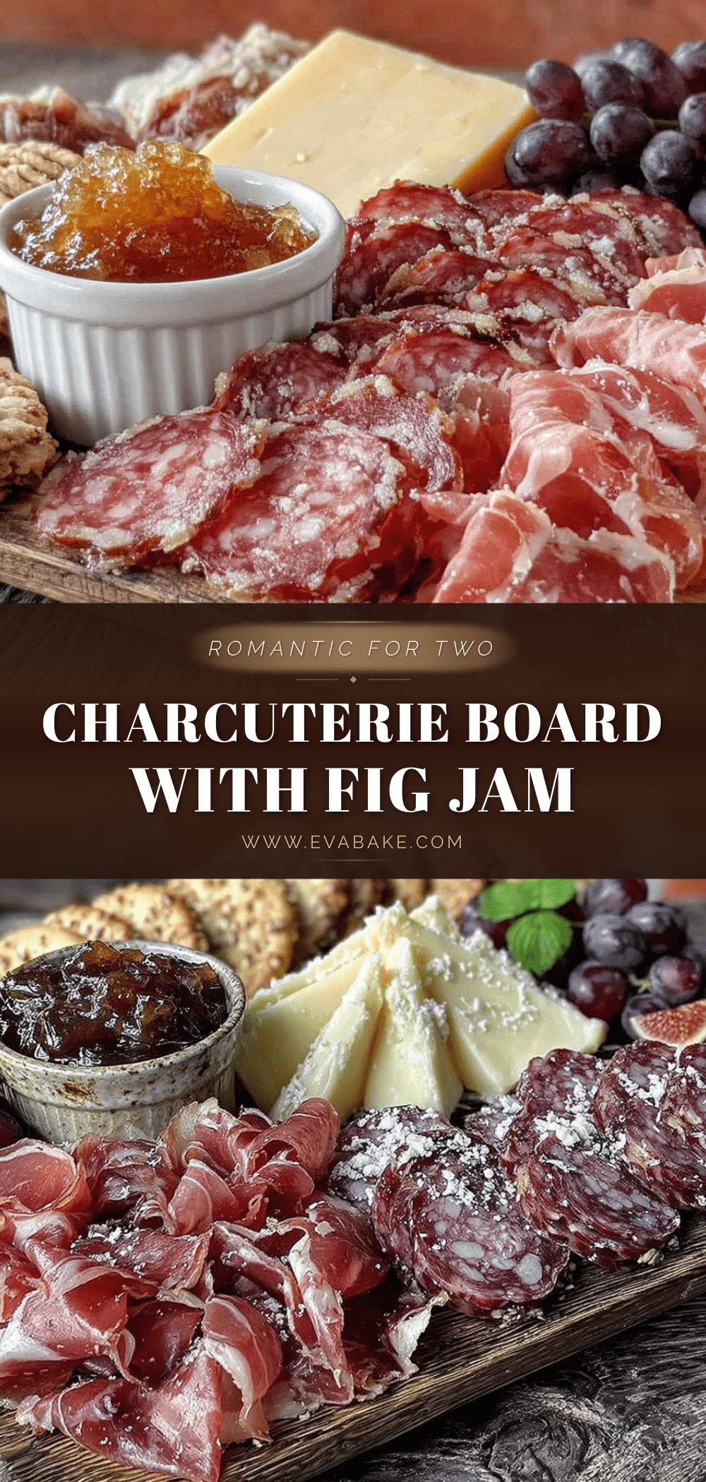 romantic charcuterie board for two with fig jam recipe