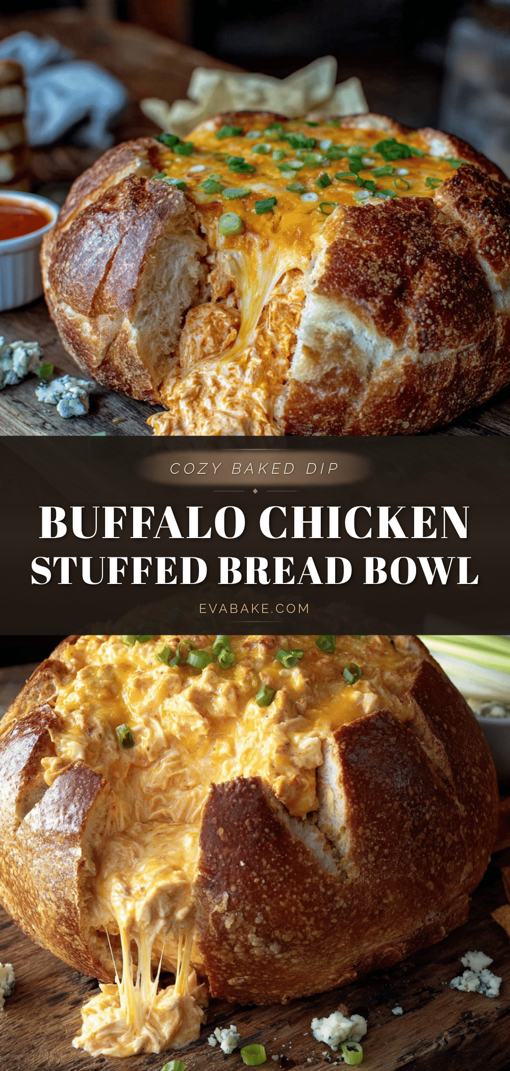 buffalo chicken dip stuffed bread bowl recipe