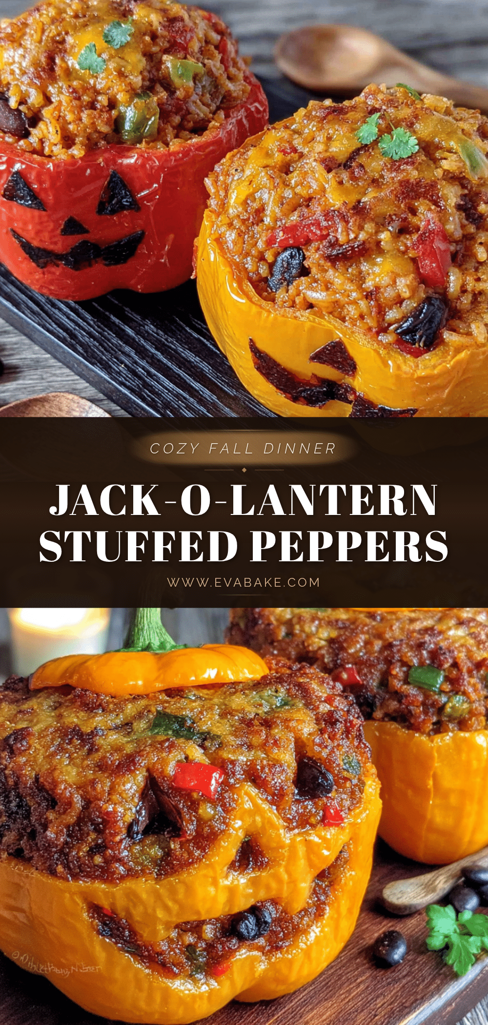 jack-o-lantern stuffed bell peppers recipe