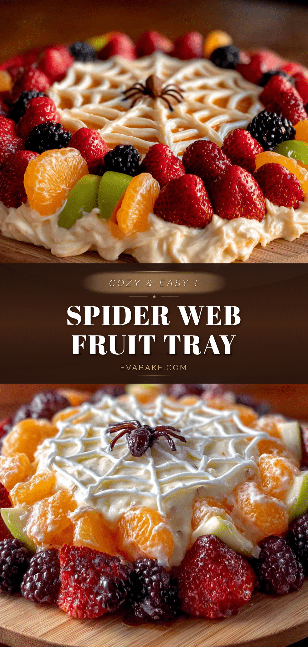 Spider web fruit tray with yogurt dip recipe