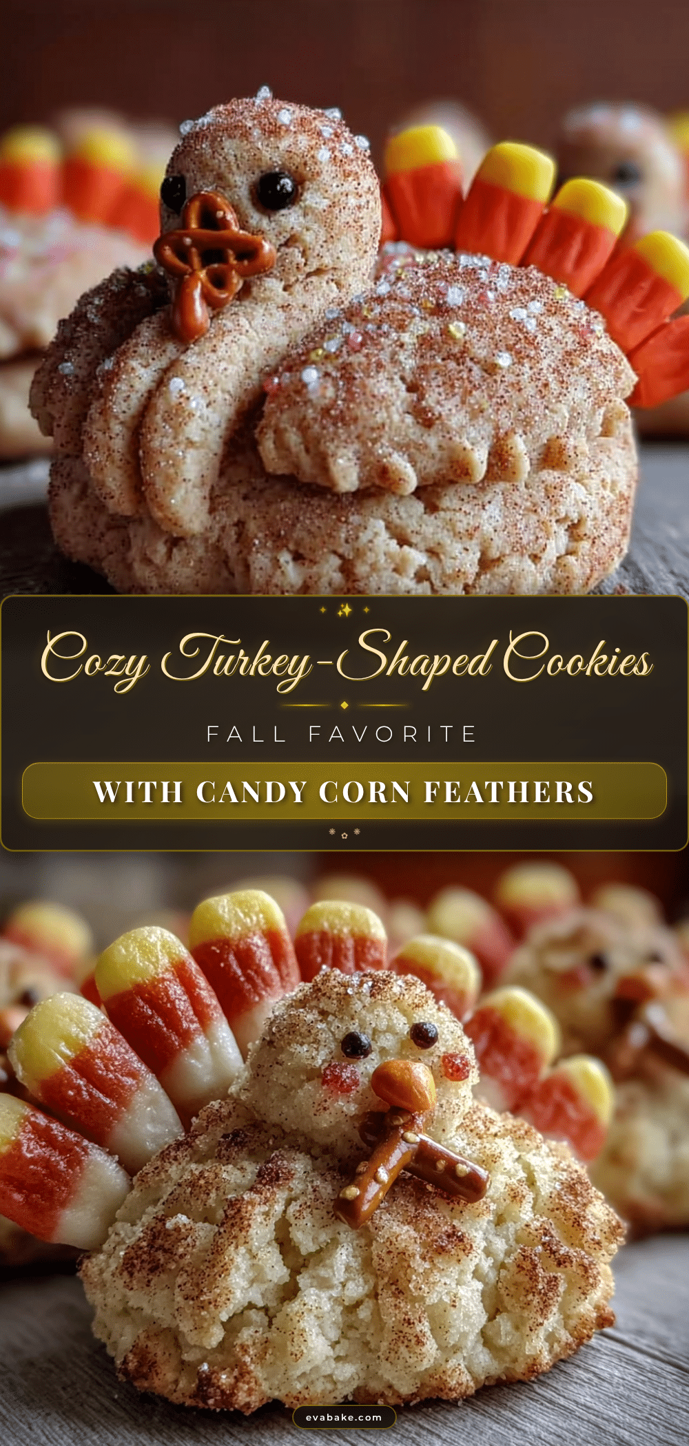 turkey cookies with candy corn feathers recipe