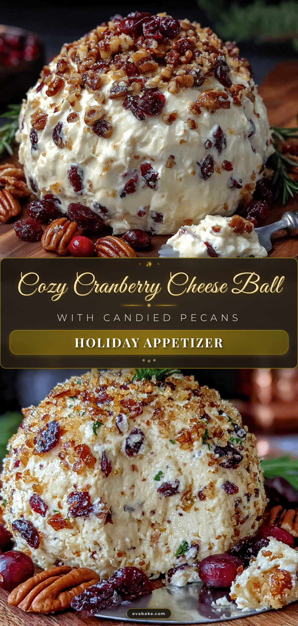 cozy cranberry cheese ball with candied pecans recipe